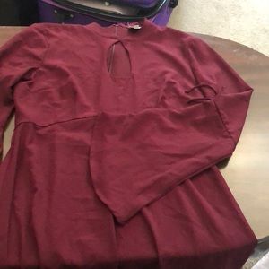 Burgundy bell sleeve dress